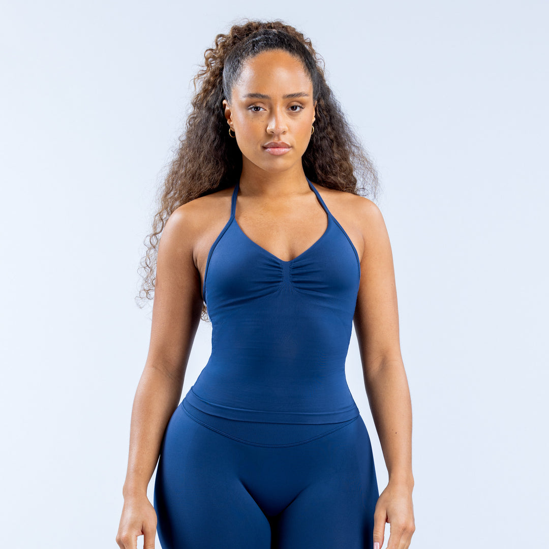 Impact Longline Strappy Top Deep Blue