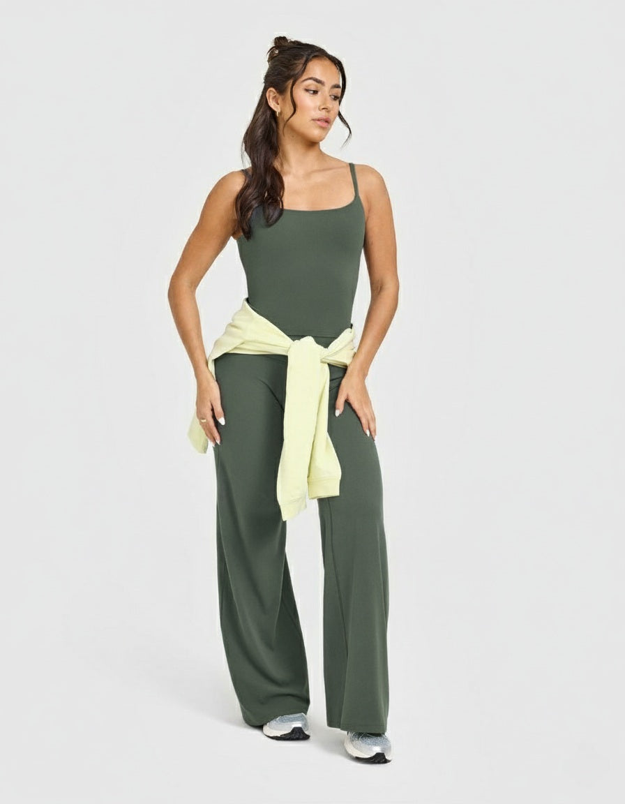 Eclipse Strappy Top Mid Vest with Built-in Bra Shelf Aurora Olive