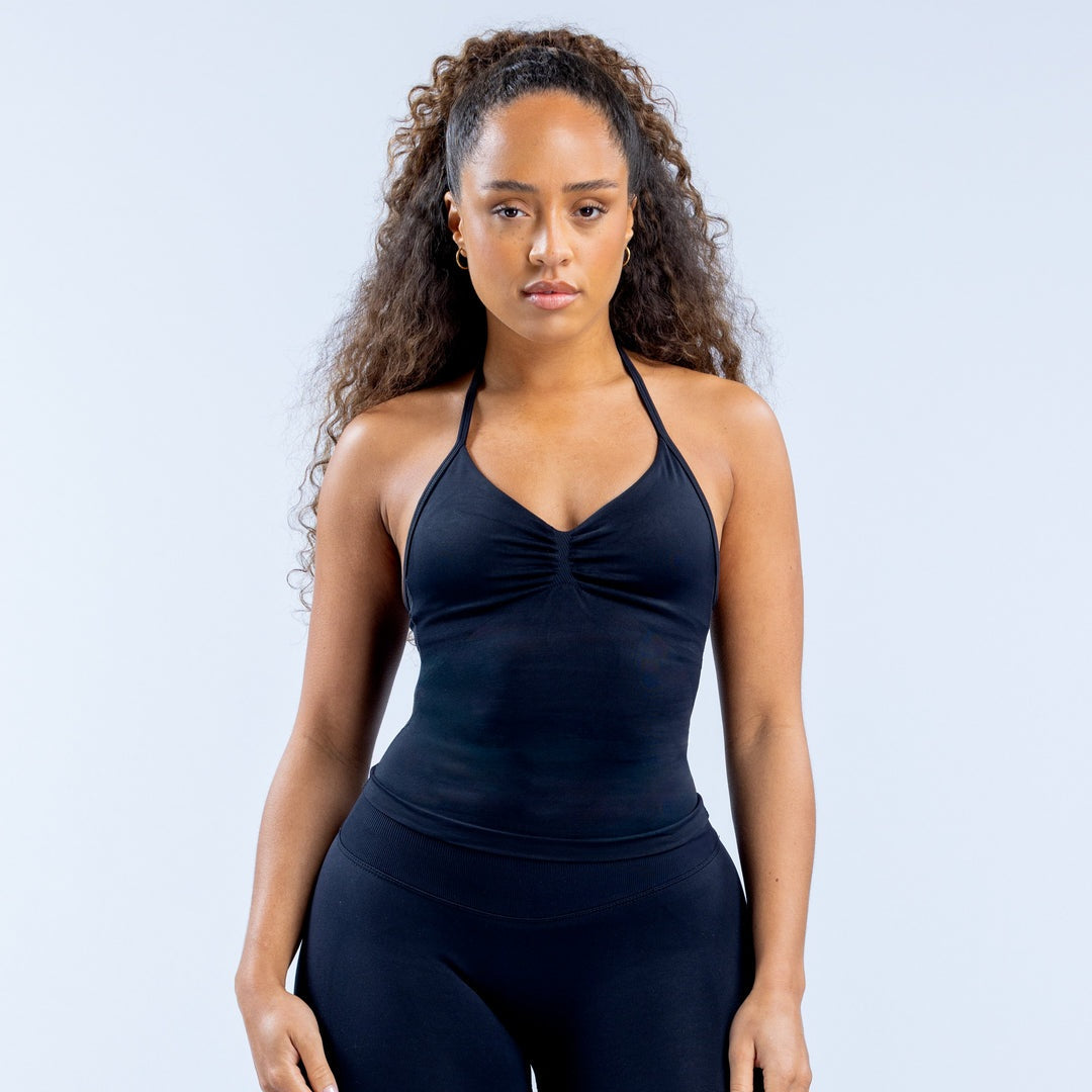 Impact Longline Strappy Top Midnight Black