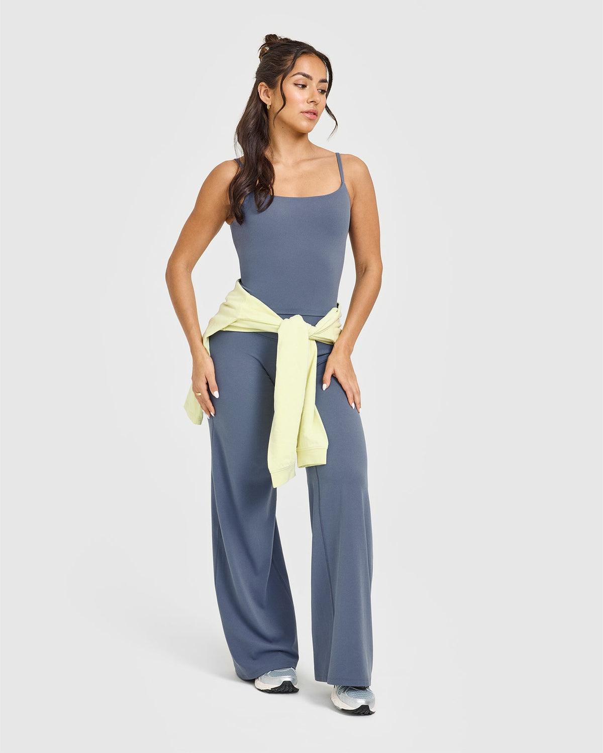 Eclipse Strappy Mid Vest with Built-in Bra Shelf Steel Blue