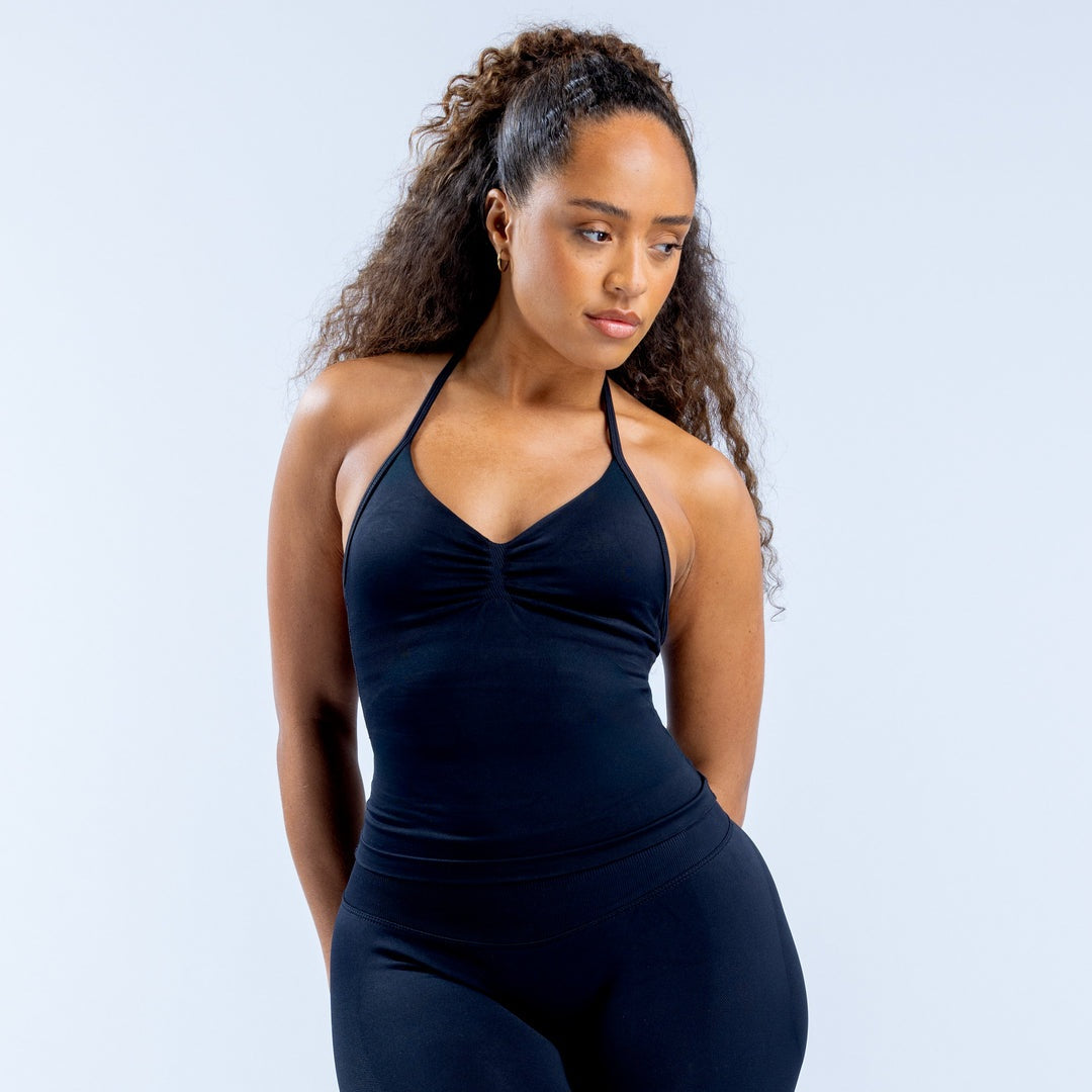 Impact Longline Strappy Top  Midnight Black