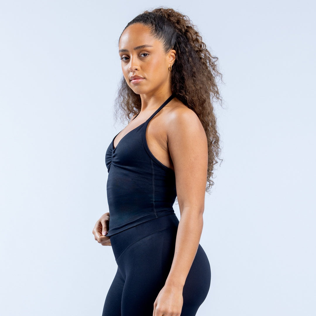 Impact Longline Strappy Top  Midnight Black