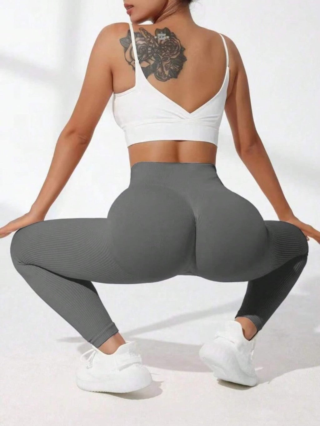 Leggings Acanalado Gris Oscuro