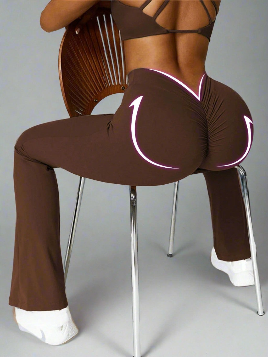 V-Cut Flare Leggings Baby Pink