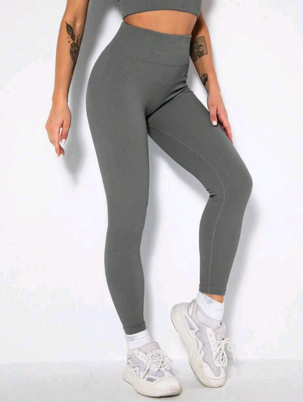 Leggings Acanalado Gris Oscuro