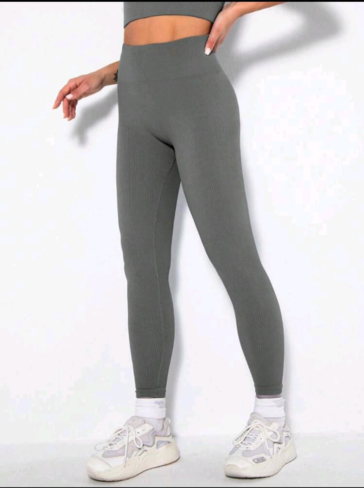 Leggings Acanalado Gris Oscuro
