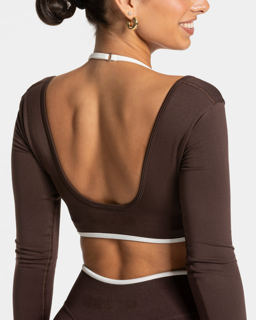 Orbit Long Sleeve Crop Top - Expresso