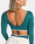 Orbit Long Sleeve Crop Top - Teal