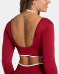Orbit Sleeve Crop Top - Crimson