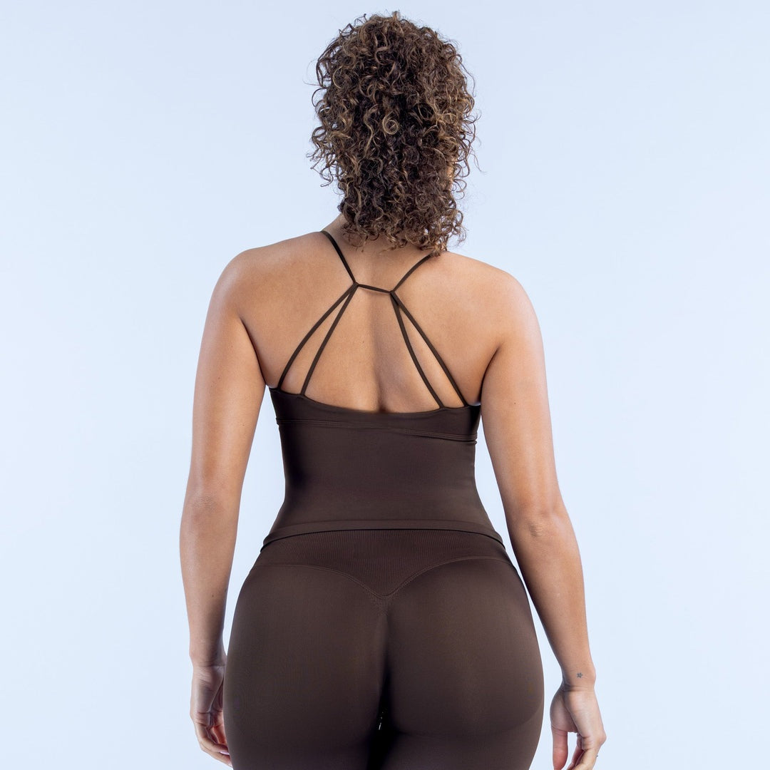 ELEVATE Twist Front Longline Top - Cocoa Fit
