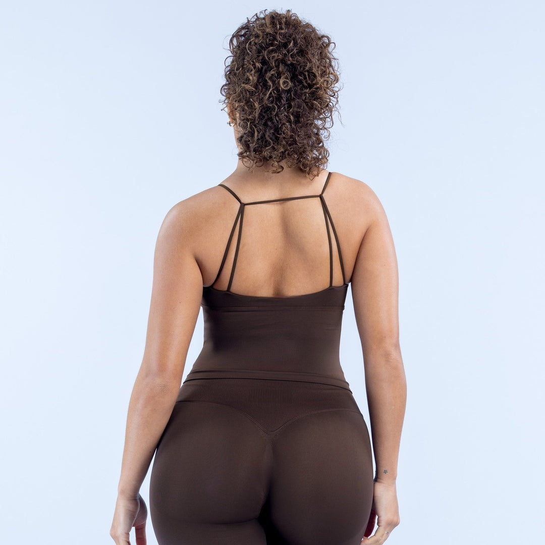 ELEVATE Twist Front Longline Top - Cocoa Fit