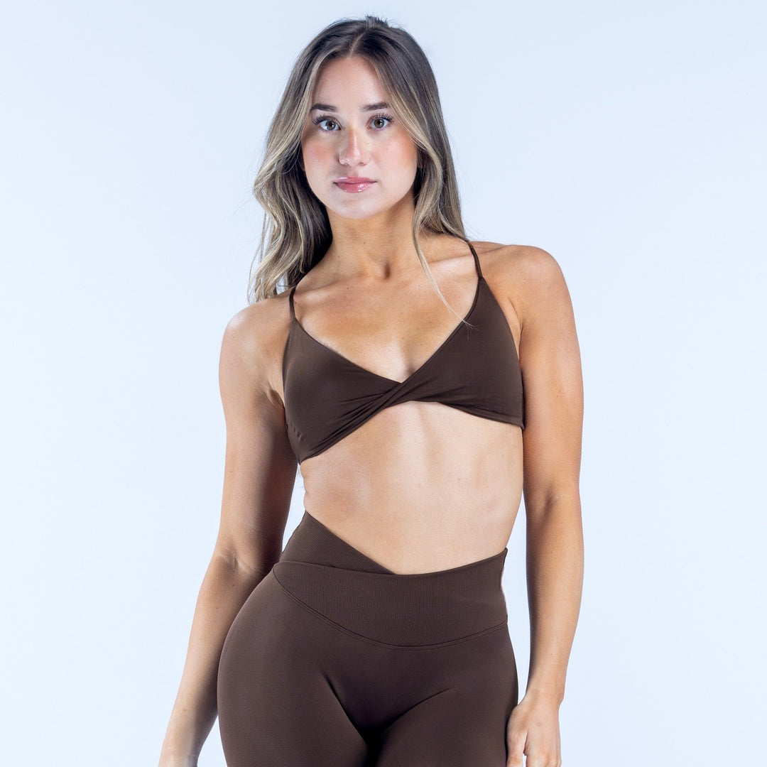 ELEVATE Twist Front Sports Bra - Cocoa Fit
