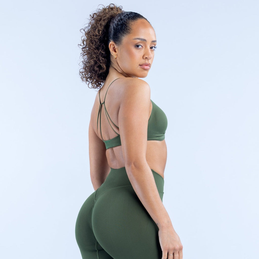 ELEVATE Twist Front Sports Bra - Power Olive