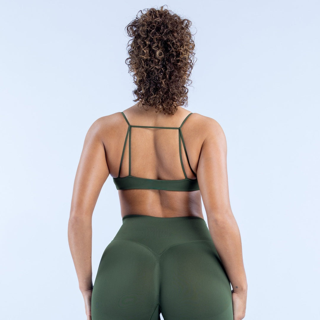 ELEVATE Twist Front Sports Bra - Power Olive