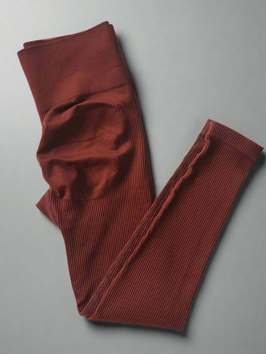 Leggings Acanalados Café