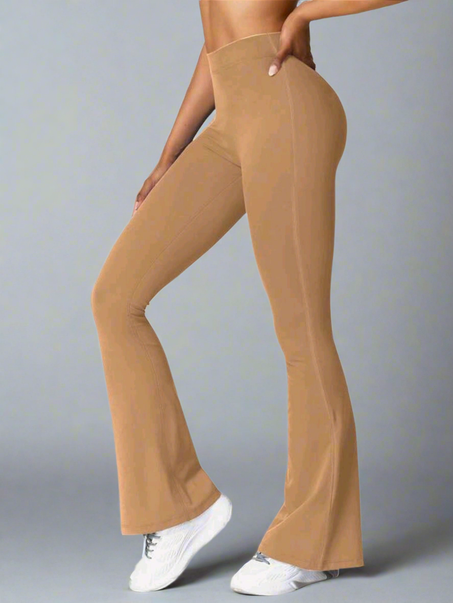 V-Cut Flare Leggings Camel