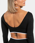 Orbit Sleeve Crop Top- Midnight Black