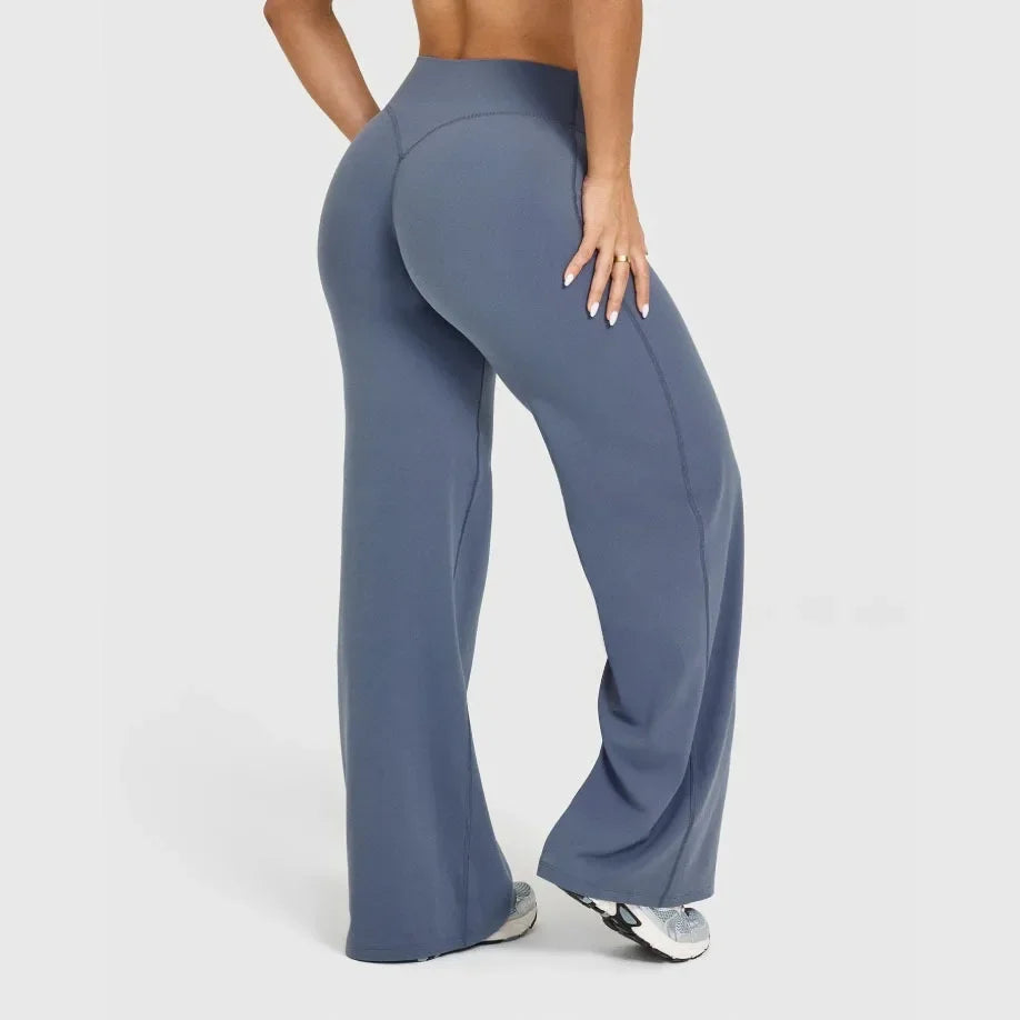 Eclipse Wide Leg Pants- Steel Blue (Sin Scrunch)