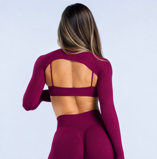 AURA Long Sleeve Shrug - Mulberry