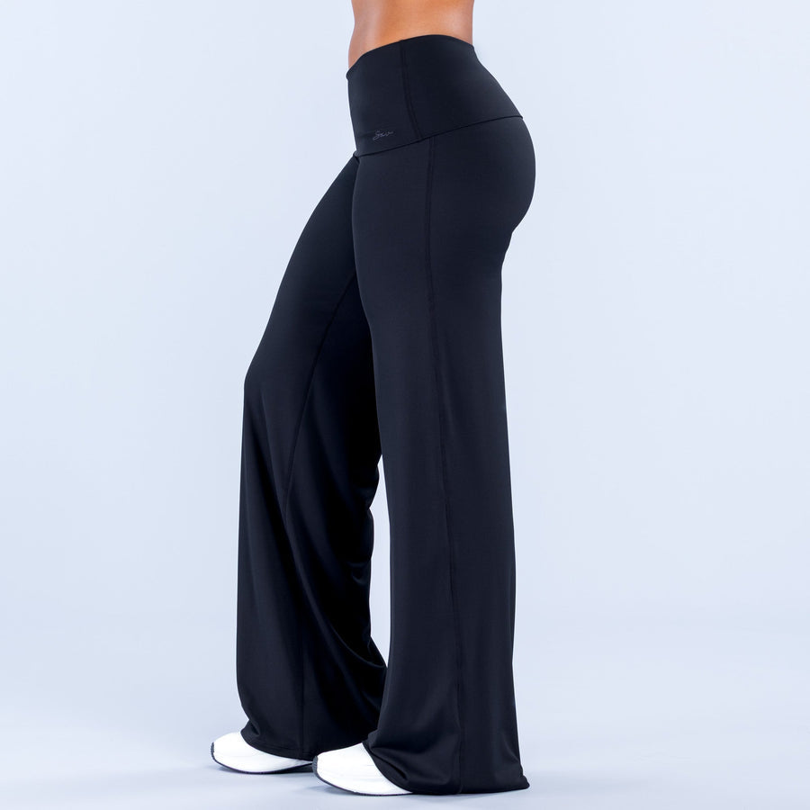 Eclipse Wide Leg Pants (pletina plegable) - Midnight Black (Sin Scrunch)