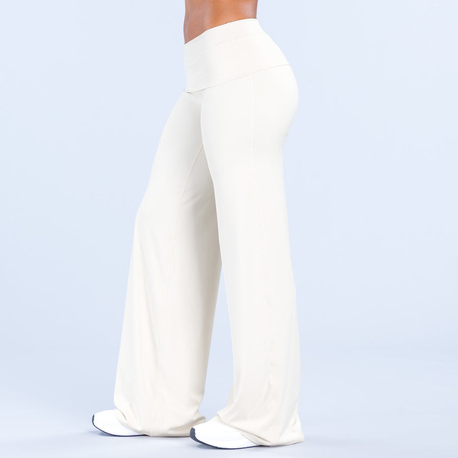 Eclipse Wide Leg Pants (pletina plegable) - Cream