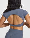 Eclipse Short Sleeve Crop Top - Steel Blue
