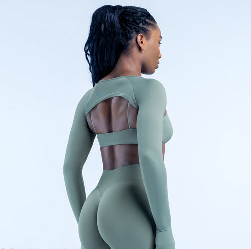 AURA Long Sleeve Shrug - Mineral Green