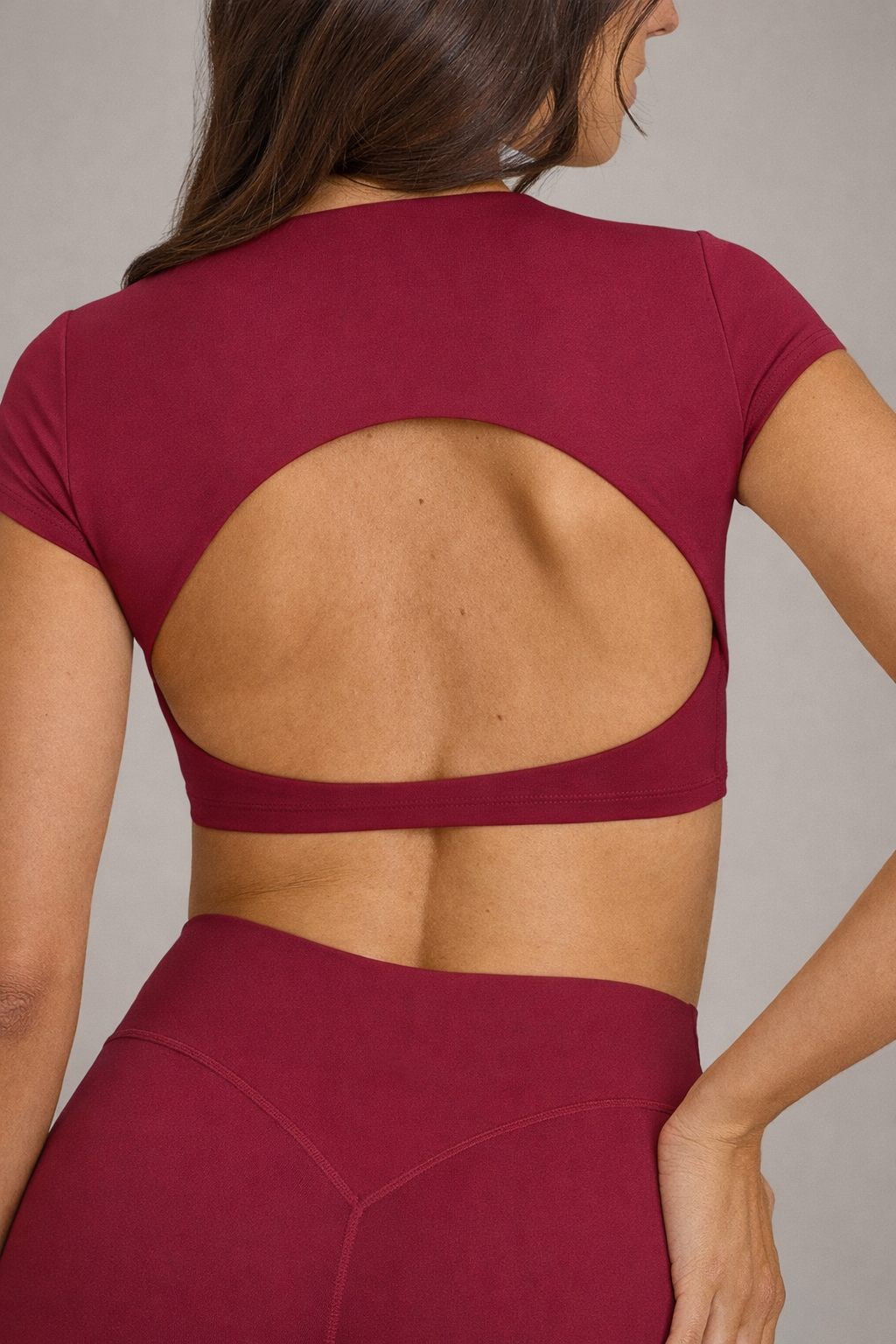 Eclipse Short Sleeve Crop Top - Crimson