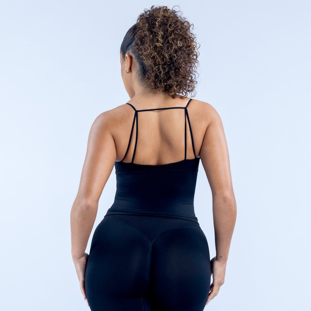 ELEVATE Twist Front Longline Top - Midnight Black