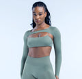 AURA Long Sleeve Shrug - Mineral Green