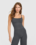 Eclipse Strappy Top Mid Vest with Built-in Bra Shelf-  Cosmic Grey