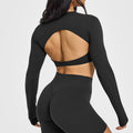 Eclipse Crop Top Open Back - Midnight Black
