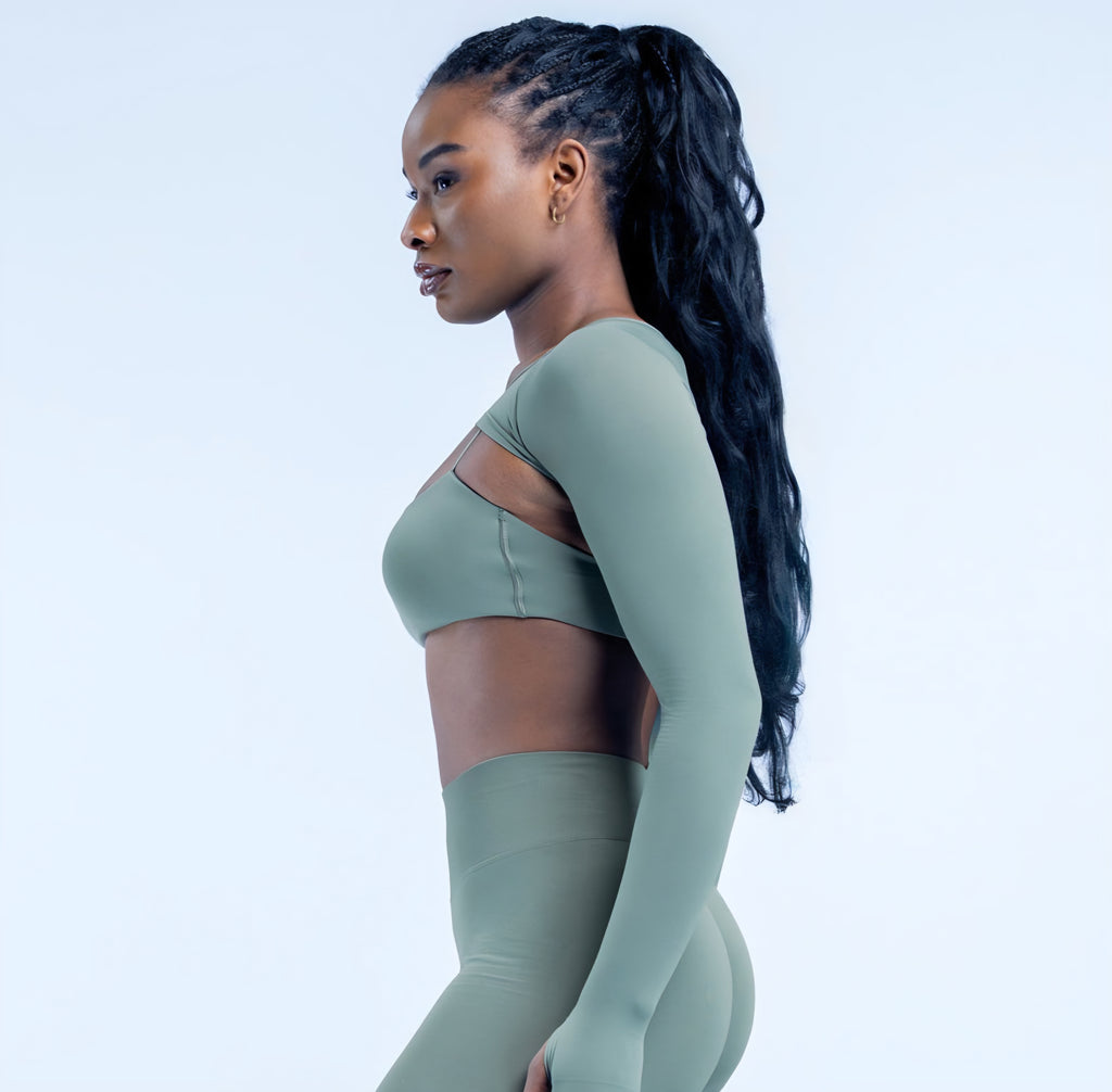 AURA Long Sleeve Shrug - Mineral Green