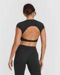 Eclipse Short Sleeve Crop Top - Midnight Black
