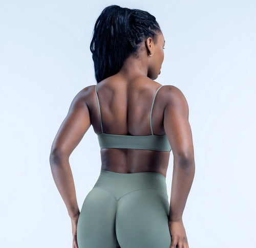 AURA Strappy Bra - Mineral Green