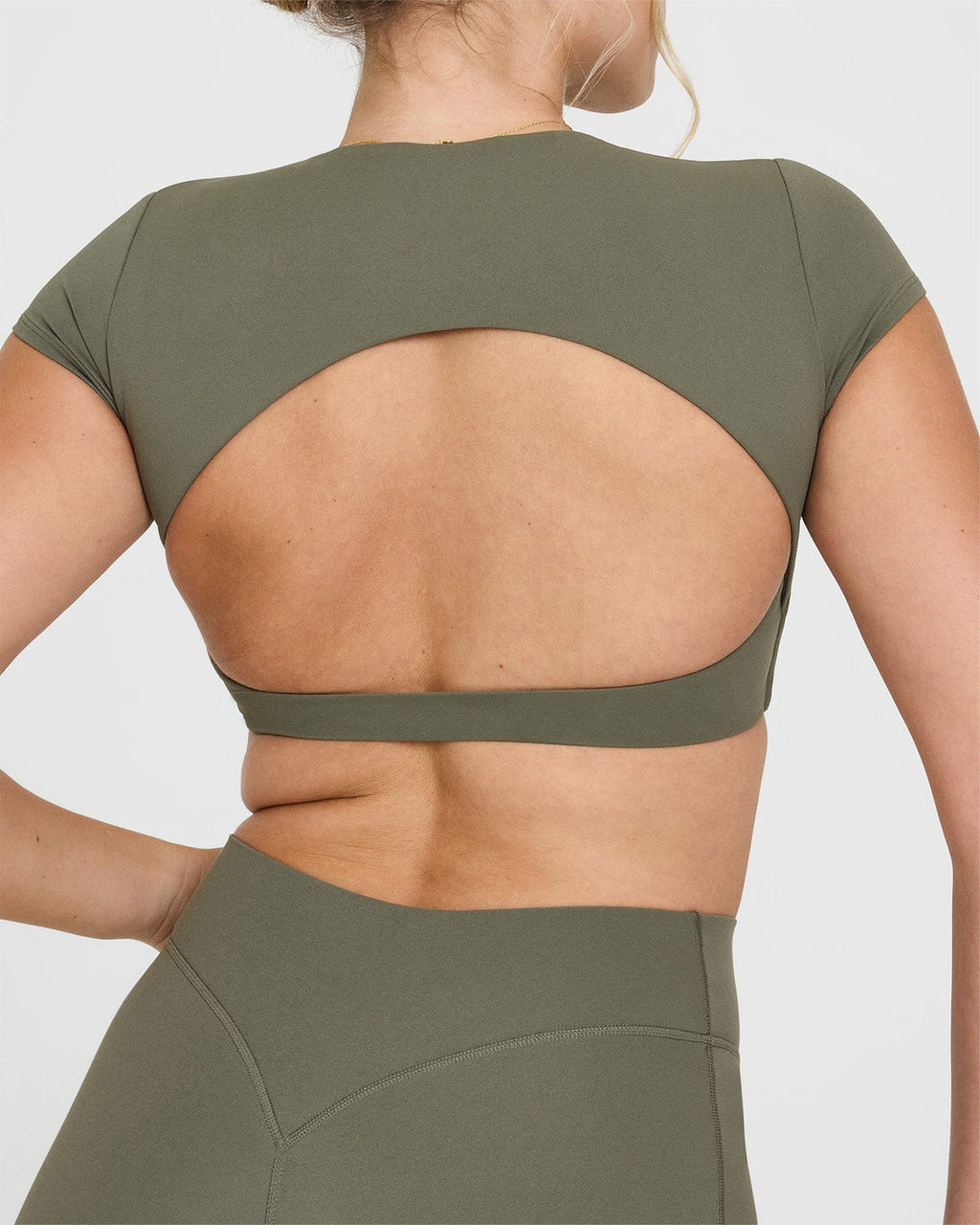 Eclipse Short Sleeve Crop Top - Aurora Olive