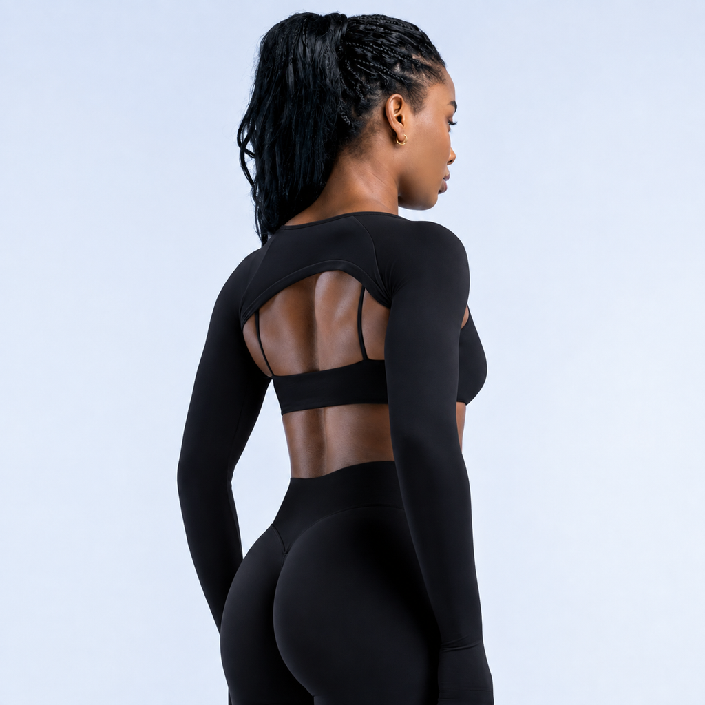 AURA Long Sleeve Shrug - Midnight Black