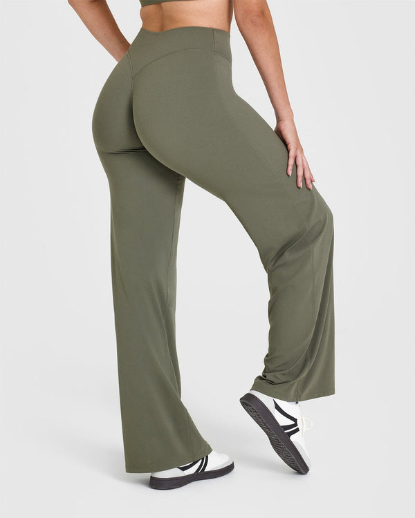 Eclipse Wide Leg Pants- Aurora Olive  (Sin Scrunch)