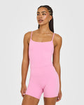 Eclipse Strappy Top Mid Vest with Built-in Bra Shelf- Glow Pink