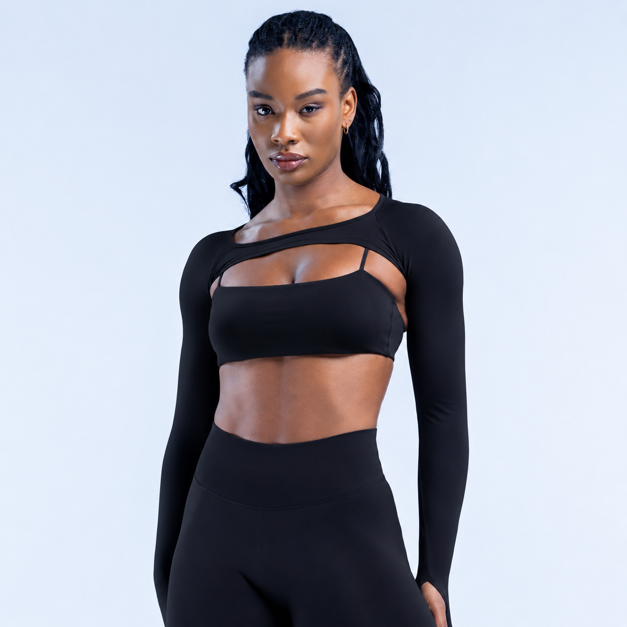 AURA Long Sleeve Shrug - Midnight Black