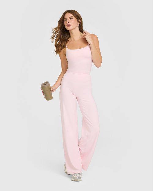 Eclipse Wide Leg Pants- Cosmic Blush  (Sin Scrunch)