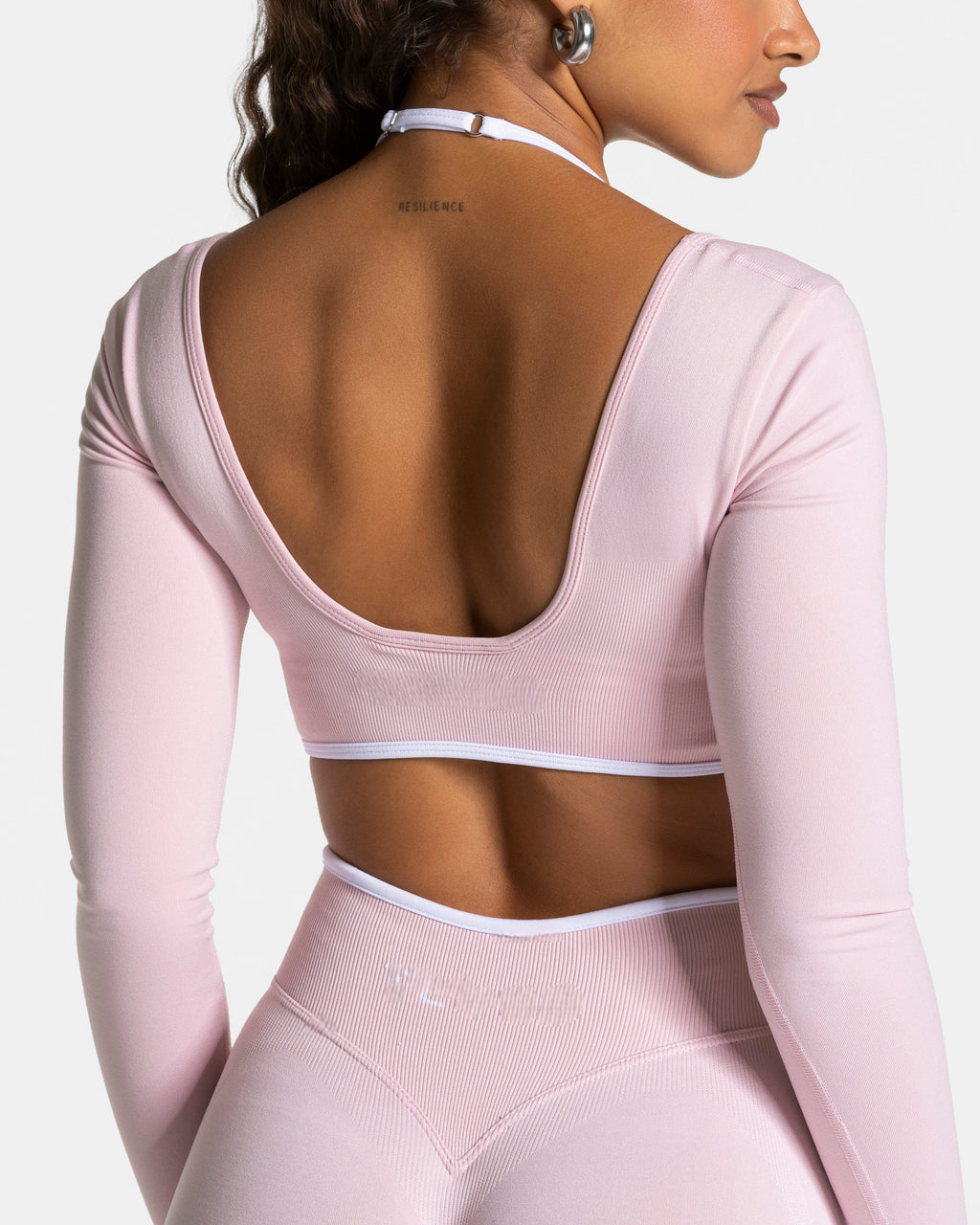 Orbit Long Sleeve Crop Top- Soft Pink