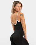 Orbit Strappy Mid Vest with Built in Bra Shelf - Midnight Black