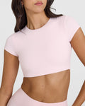 Eclipse Short Sleeve Crop Top - Cosmic Blush