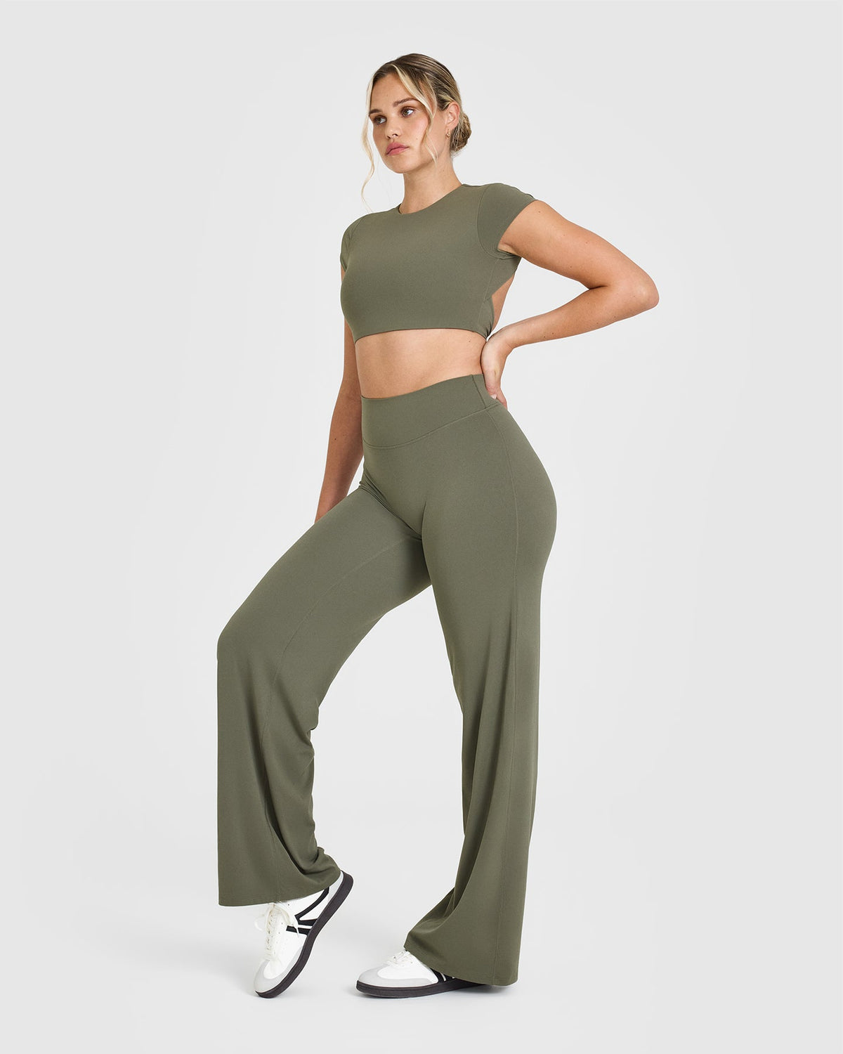 Eclipse Short Sleeve Crop Top - Aurora Olive
