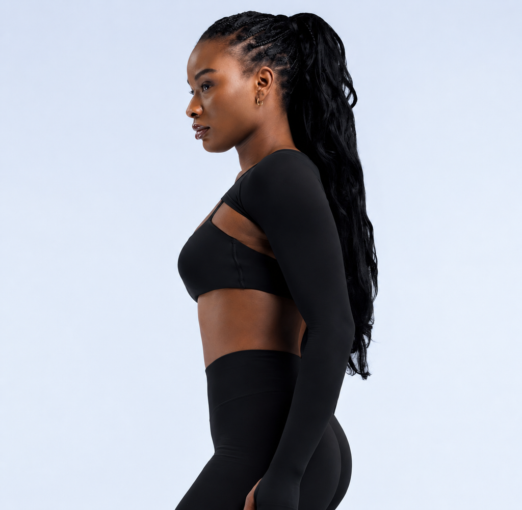 AURA Long Sleeve Shrug - Midnight Black