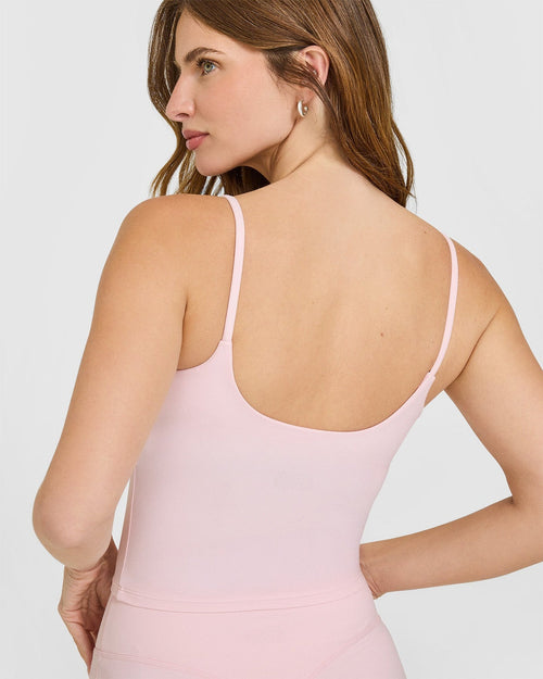 Eclipse Strappy Top Mid Vest with Built-in Bra Shelf Cosmic Blush