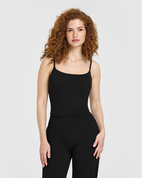 Eclipse Strappy Mid Vest with Built-in Bra Shelf-  Midnight Black