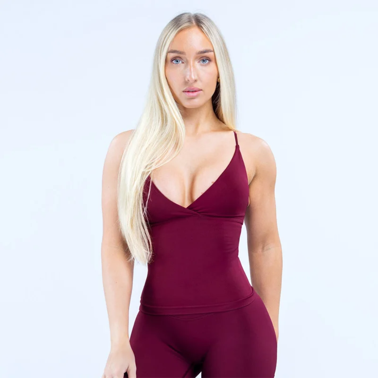 ELEVATE Twist Front Longline Top - Cherry