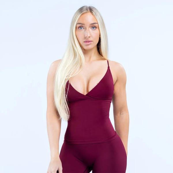 ELEVATE Twist Front Longline Top - Cherry